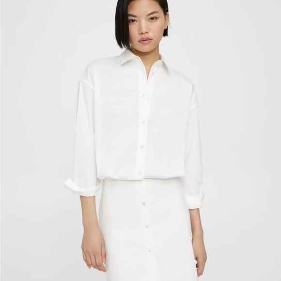 Theory Fitted White Shirt Cotton Dress Size 0 - Picture 2 of 10